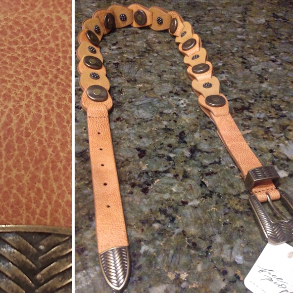 RARE*FREE PEOPLE Medallion Raw Cowhide Leather Bohemian Belt $98-FP.COM 2021' - Picture 14 of 16